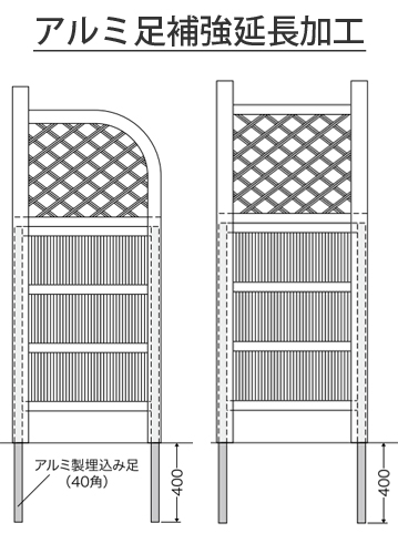 アルミ製足補強延長加工図